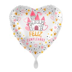 Globo de foil corazón castillo feliz cumpleaños 43 cm - Premioloon