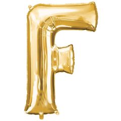 Globo de foil dorado letra "F" 35 cm