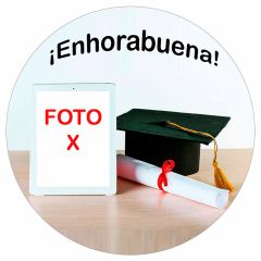 Papel de azúcar con foto personalizada círculo 20 cm - Mi Graduación
