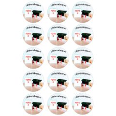 Papel de oblea - 15 diseños iguales en Círculos de 5 cm Mi Graduación - Impresión personalizada