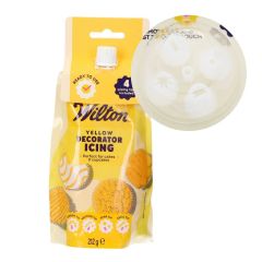 Icing decorativo amarillo con 4 boquillas 212 g - Wilton