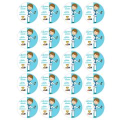 Papel multitransfer Mi primera comunión azul - 20 círculos iguales de 4,8 cm Nombre y fecha- Impresión comestible personalizada