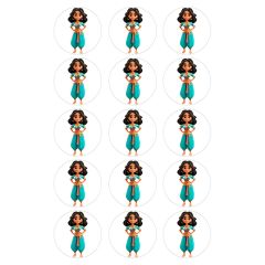 Papel de azúcar de la Princesa Jasmín - 5 cm (15) - María Lunarillos