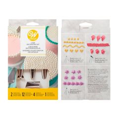 Kit 12 mangas, 4 boquillas y 2 adaptadores para decorar pasteles - Wilton