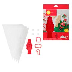 Kit cortadores, mangas y boquilla galletas Navidad - Wilton