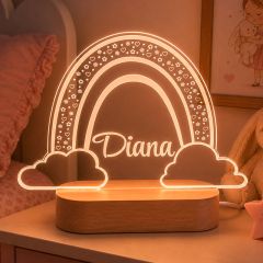 Lámpara personalizada arcoíris nombre - Metacrilato y madera