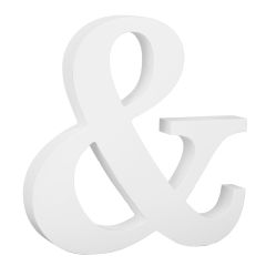 Signo de madera blanco "&" 25 cm
