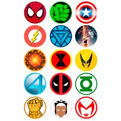 Oblea Logos Superhéroes 5 cm (15) - María Lunarillos