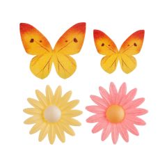 Mariposas y flores margaritas de oblea (8) - Sin gluten - Dekora