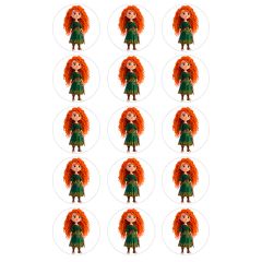 Papel de azúcar de la Princesa Mérida - 5 cm (15) - María Lunarillos