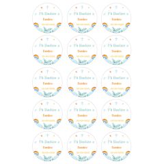 Papel de azúcar - 15 diseños iguales en Círculos de 5 cm Nombre y fecha Mi Bautizo 1 - Impresión comestible personalizada