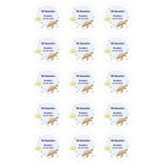 Papel de azúcar - 15 diseños iguales en Círculos de 5 cm Nombre y fecha Mi Bautizo 3 - Impresión comestible personalizada