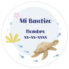 Papel de azúcar - Nombre y fecha Mi Bautizo 3 - 20 cm - Impresión comestible personalizada
