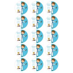 Papel de azúcar - 15 diseños iguales en Círculos de 5 cm Nombre y fecha Mi primera comunión azul - Impresión comestible personalizada