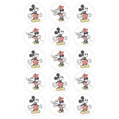 Papel de azúcar de Mickey y Minnie Mouse - 5 cm (15) - María Lunarillos