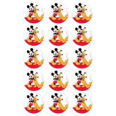 Papel de azúcar de Mickey Mouse y Pluto - 5 cm (15) - María Lunarillos