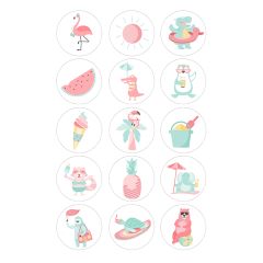 Papel de azúcar Vacaciones mix 5 cm (15) - María Lunarillos