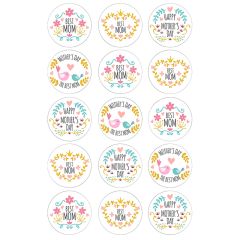Papel de azúcar de Mix Mother´s Day - 5 cm (15) - María Lunarillos