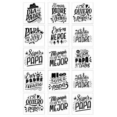 Papel de azúcar de Frases del Día del Padre - 5 cm (15) - María Lunarillos