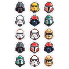 Papel de azúcar de Mix Máscaras Star Wars - 5 cm (15) - María Lunarillos
