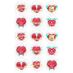 Papel de azúcar de Mix San Valentín - 5 cm (15) - María Lunarillos