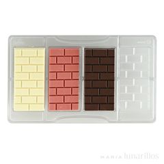 Molde de policarbonato para 4 tabletas de chocolate ladrillos - Decora