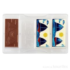 Molde de policarbonato para 4 tabletas de chocolate velero - Decora