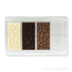 Molde de policarbonato para 4 tabletas de chocolate caparazón - Decora