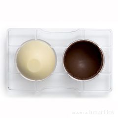 Molde de policarbonato para 2 semiesferas con base de chocolate - Decora