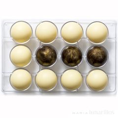 Molde de policarbonato para 12 semiesferas de chocolate - Decora