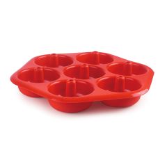 Molde de silicona rojo 7 donuts 7 cm - Ibili