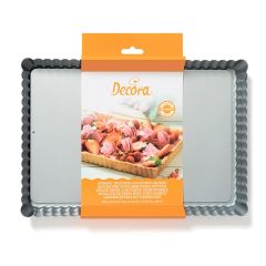 Molde rectangular rizado para quiche con base extraíble 32 cm - Decora