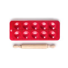 Molde y rodillo de madera para raviolis redondos - Ibili