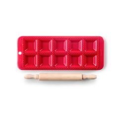 Molde y rodillo de madera para raviolis cuadrados - Ibili