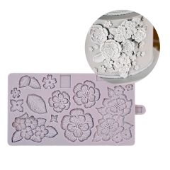 Molde silicona para fondant flores y hojas - Karen Davies