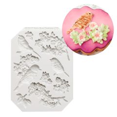Molde de silicona para fondant Flores y pájaros - Katy Sue Designs
