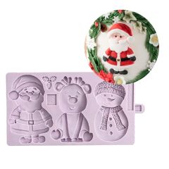 Molde silicona para fondant Papá Noel, reno y muñeco de nieve - Karen Davies