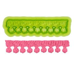 Molde silicona para fondant Tejido borde de pompones - Marvelous