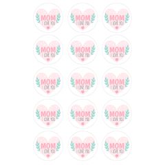 Oblea de Mom I Love You - 5 cm (15) - María Lunarillos