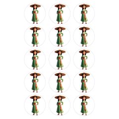 Papel de azúcar de la Princesa Mulán - 5 cm (15) - María Lunarillos
