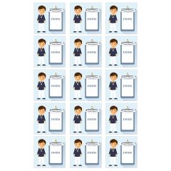 Papel de azúcar - 15 diseños iguales en Cuadrados de 5 cm Mi primera comunión (azul) con foto personalizada 