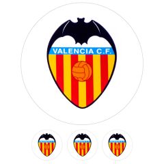 Papel de azúcar fútbol Escudo Valencia C.F. 20 cm - María Lunarillos