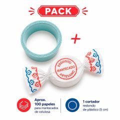 Pack cortador y 100 papeles para mantecados
