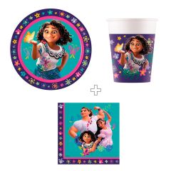 Pack de fiesta: 20 servilletas, 8 platos y 8 vasos - Encanto