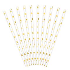 Pajitas de papel corazones dorados metalizados (10) - PartyDeco