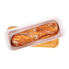 Panera baguette con tapa tabla de corte de madera - Ibili