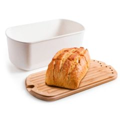 Panera con tapa tabla de corte de madera - Ibili