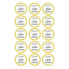 Papel de azúcar - 15 diseños iguales en Círculos de 5 cm Nombre y fecha Mi bautizo - Impresión comestible personalizada