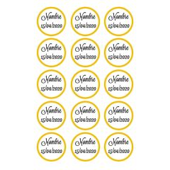 Papel de oblea - 15 diseños iguales en Círculos de 5 cm Nombre y fecha Nacimiento - Impresión personalizada