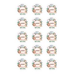 Papel de oblea - 15 círculos iguales de 5 cm Nombre animalitos selva - Impresión personalizada